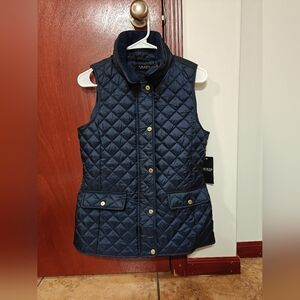 NWT Lauren Ralph Lauren Navy Quilted Vest Women's Size Small